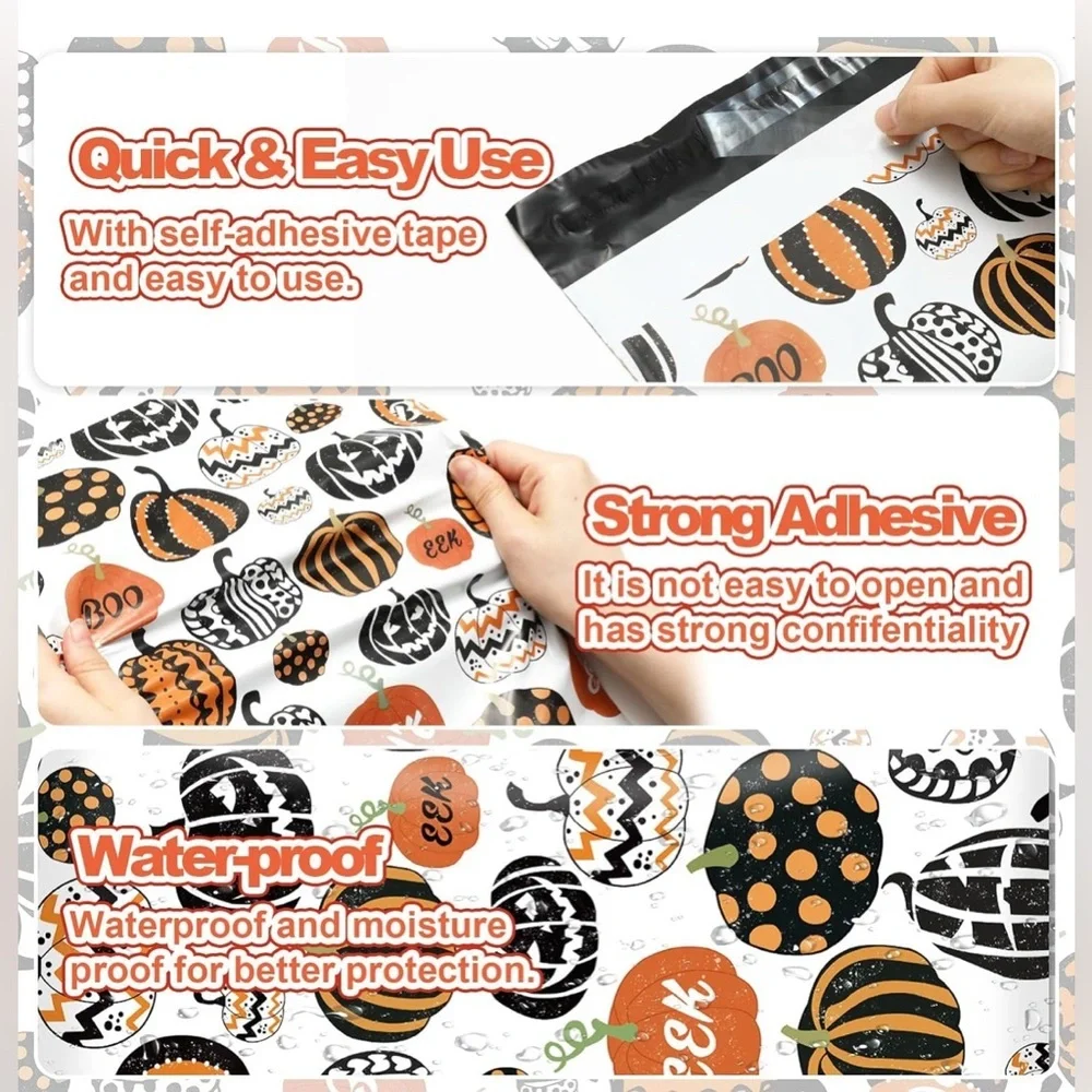 10 Count - 10x13 Polymailers (5/PINK PUMPKINS) + 5/ORANGE PUMPKINS)